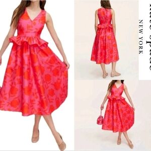 Kate Spade Peplum Rose Midi Dress